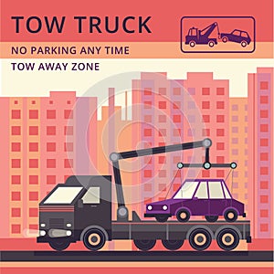 Tow truck. Vector illustration.