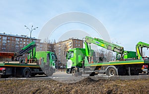 Tow trucks to the impound lot