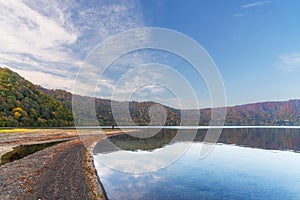 Towada lake in beautiful autumn season.