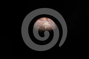 Towards dwarf planet Makemake in the outer space. 3d render