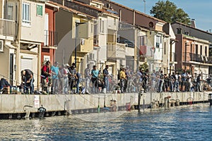 A group of enthusiastic fishermen in Sete, France