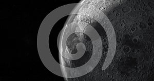 Towards Mare Crisium in the lunar surface of the moon in rotation