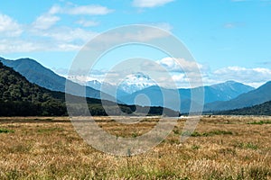 Towards Mount Cook from Pleasant Flats, Haast, New Zealand