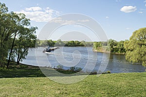 Towboat and Barge on the River photo