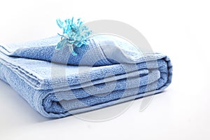 Towel with blue flower