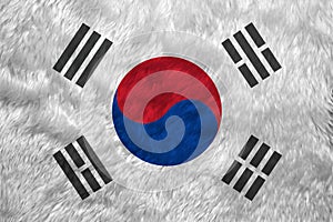 Towel fabric pattern flag of South Korea, the white color with Taegeuk and black trigrams photo