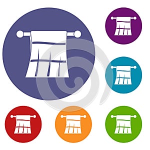 Towel on a hanger icons set