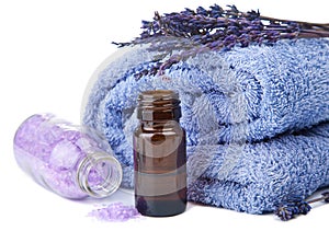 Towel and lavender isolated