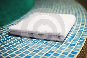 Towel on the pool . rest in the spa cente