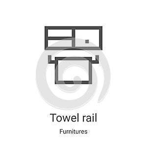 towel rail icon vector from furnitures collection. Thin line towel rail outline icon vector illustration. Linear symbol for use on