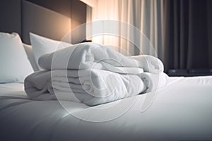 towel room fresh home hotel luxury bed resort service white. Generative AI.