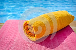 Towel on a sunbed, beach