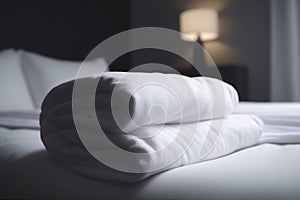 towel white luxury home fresh service bed room resort hotel. Generative AI.