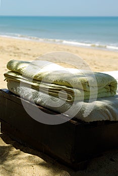 Towels on a beach chair