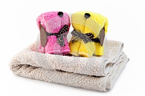 Towels in the form of dogs