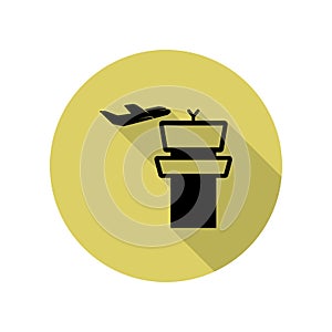 tower and airplane long shadow icon. Simple glyph, flat vector of Airport icons for ui and ux, website or mobile application