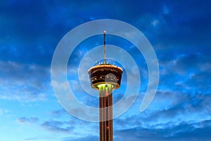 Tower of Americas at night in San Antonio, Texas photo