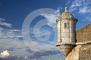 Tower of the ancient Fort in Lagos, Algarve, Portugal