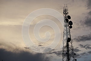 Tower antenna with sky.