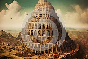 Tower of Babel from ancient times y generative AI