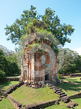 Tower at the Bakong Temple east of Siem Reap,