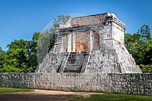 Tower at ball game court juego de pelota at Chichen Itza - Yucatan, Mexico photo