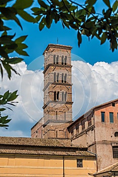 Tower of the Basilica of Santa Francesca Romana in Rome, Italy