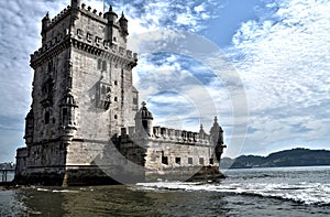 HDR Editorial Image of BelÃ©m Tower on the Tagus River in Lisbon