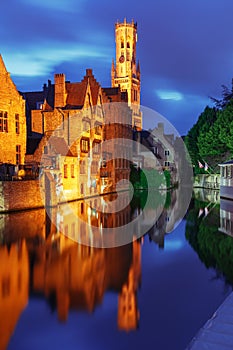 Tower Belfort from Rozenhoedkaai in Bruges