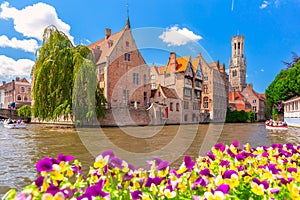 Tower Belfort from Rozenhoedkaai in Bruges