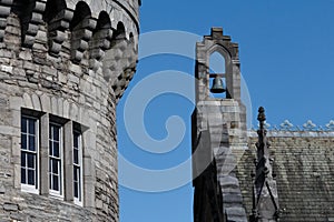 Tower and belfry of the castle in Dublin Ireland.