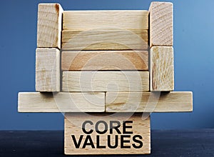 Tower of blocks with sign core values