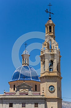 Tower and blue dome of the Santa Maria church in Alcoy photo
