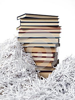 Tower books on strips paper