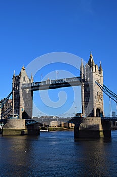 Tower Bridge with clear blue sky, London, UK