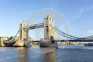 Tower Bridge is a combined bascule and suspension bridge in London built between 1886 and 1894.