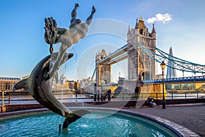 Tower Bridge by river thames in London, UK