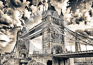 The Tower Bridge at dusk as seen from St. Katharine Docks - London