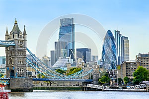 Tower Bridge and Financial District of London