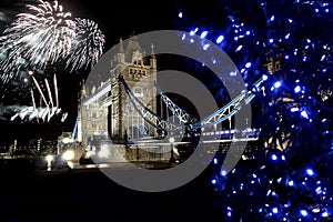 Tower Bridge with firework, London