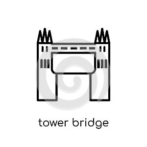 Tower bridge icon. Trendy modern flat linear vector Tower bridge