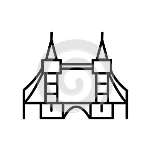 Tower Bridge icon vector isolated on white background, Tower Bridge sign , line or linear sign, element design in outline style