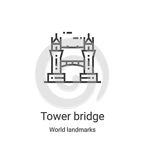 Tower bridge icon vector from world landmarks collection. Thin line Tower bridge outline icon vector illustration. Linear symbol
