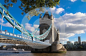 The Tower Bridge in London in a beautiful summer day, England, United Kingdom.