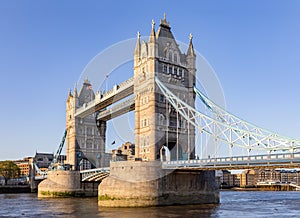 Tower Bridge of London. It is combined bascule and suspension bridge in London, built between 1886 and 1894. It crosses the River