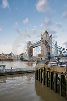 Tower Bridge in London in the Early Morning