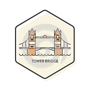 Tower Bridge - London, England Lineal Icon.