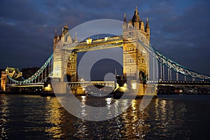 Tower Bridge, London, England, UK, Europe, at dusk