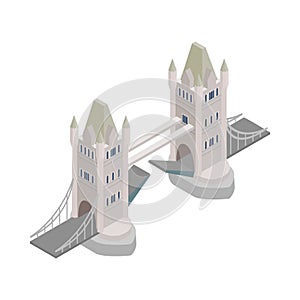 Tower Bridge in London icon, isometric 3d style