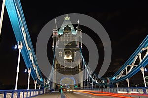 Tower Bridge in London at night photo